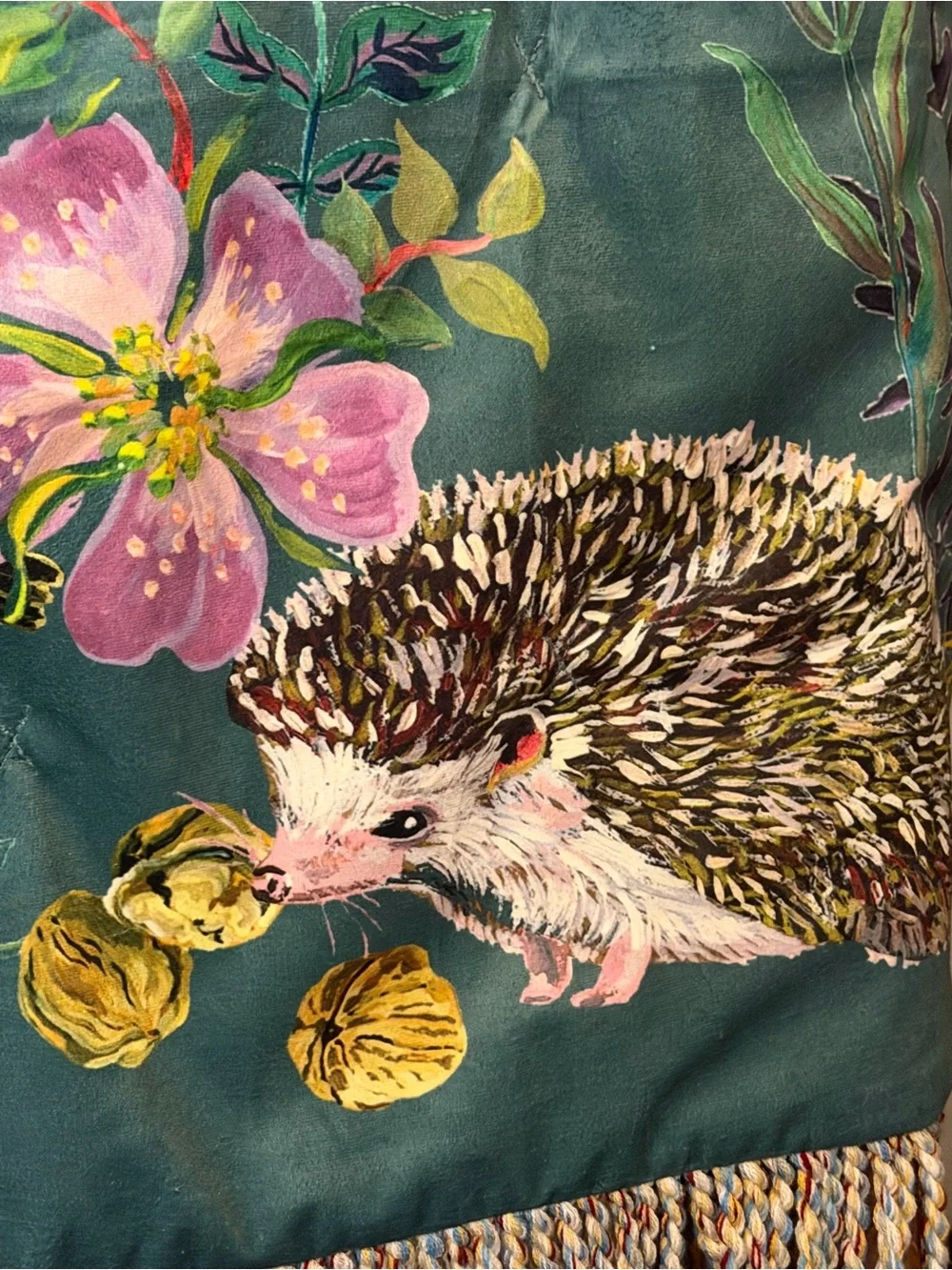 Anthropologie Velvet Floral Throw Blanket - Teal Multi by Natalie Lete